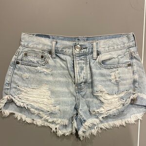American Eagle Light Wash Distressed Denim Shorts